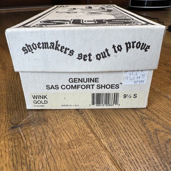 SAS Wink Loafers Womens Size 9.5 S Gold Metallic Leather Slip On Tripad Shoes - Picture 6 of 6